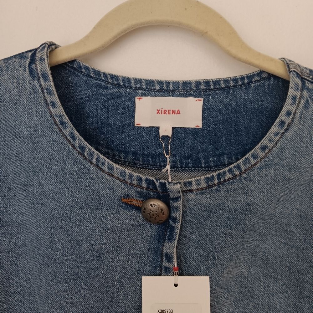 Xirena Blue Jay Paley Cropped Denim Jacket - Size L Transitional NWT Streetwear - Picture 4 of 10
